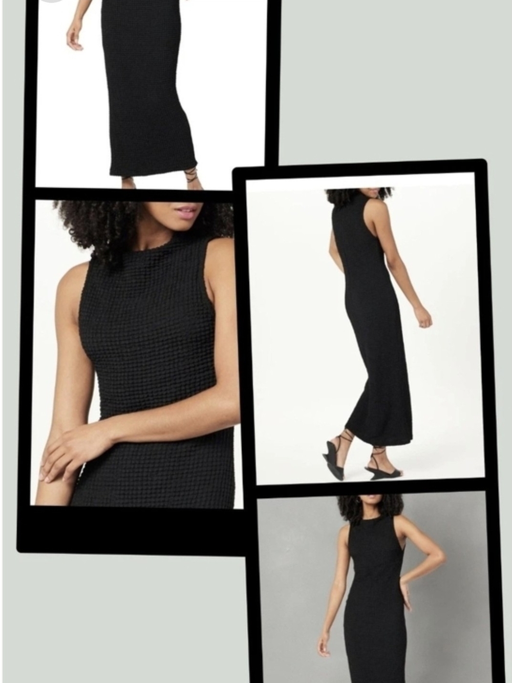The Drop "Lena" Black High Neck Textured Midi Dress Womens Large